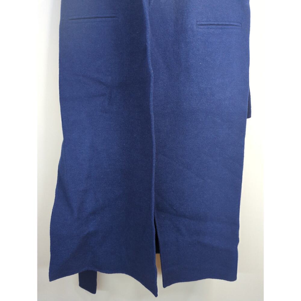 Sandro Paris Blue Wool Belted Vest Long Coat Outdoor Topper Layer Size 8 - Picture 4 of 13